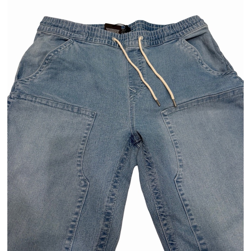 True Religion Mens Vinny Denim Carpenter Pants Light Blue Suede Wash Size 38 NWT